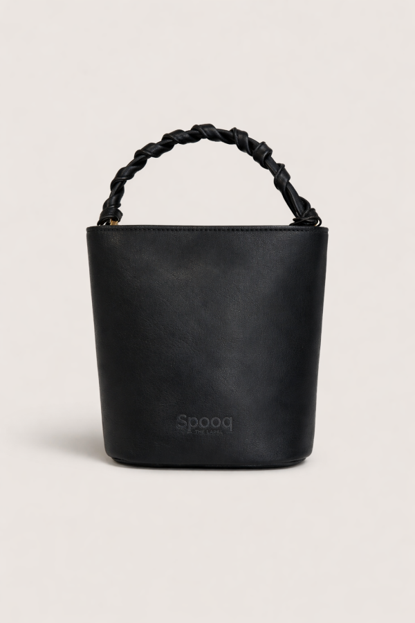 Zwarte leren emmer tas van Spooq